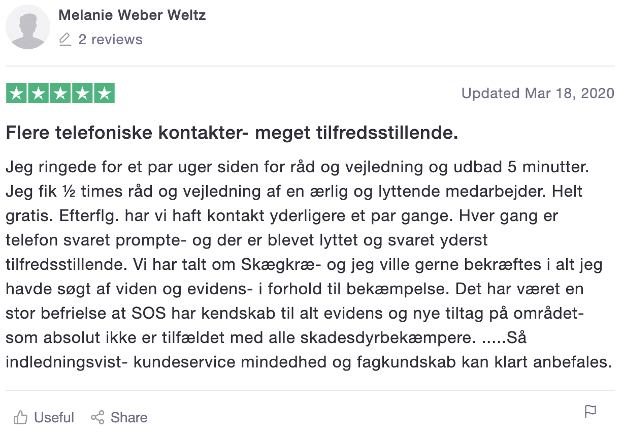 Skægkræ anmeldelse på Trustpilot